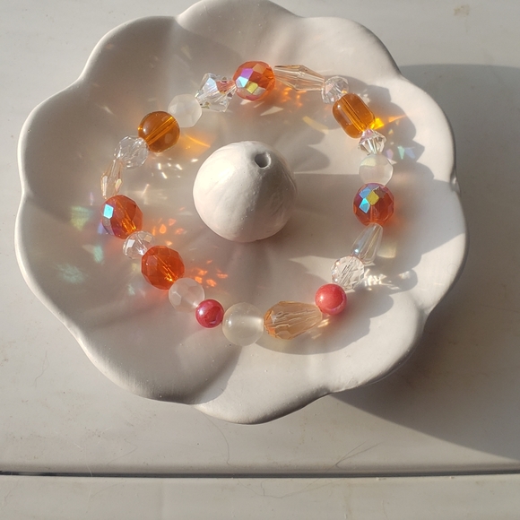 Orange Crystal Hand Crafted Beaded Bracelet - Picture 4 of 7